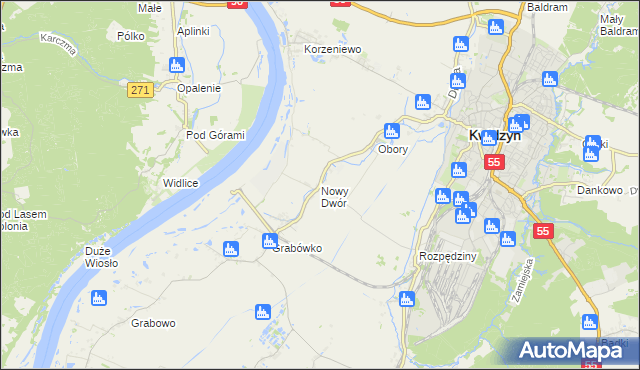 mapa Nowy Dwór gmina Kwidzyn, Nowy Dwór gmina Kwidzyn na mapie Targeo