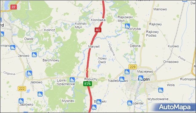 mapa Nowy Dwór gmina Pelplin, Nowy Dwór gmina Pelplin na mapie Targeo