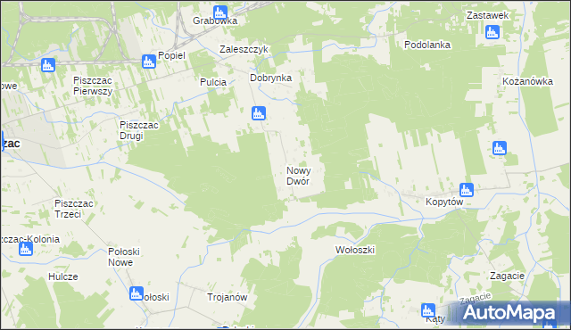 mapa Nowy Dwór gmina Piszczac, Nowy Dwór gmina Piszczac na mapie Targeo