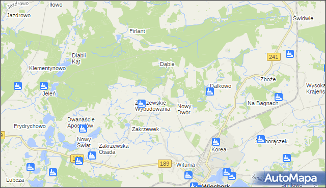 mapa Nowy Dwór gmina Więcbork, Nowy Dwór gmina Więcbork na mapie Targeo