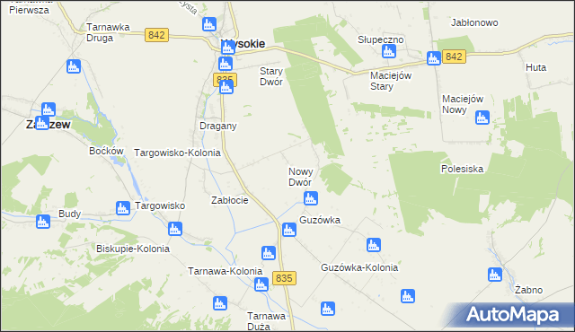 mapa Nowy Dwór gmina Wysokie, Nowy Dwór gmina Wysokie na mapie Targeo