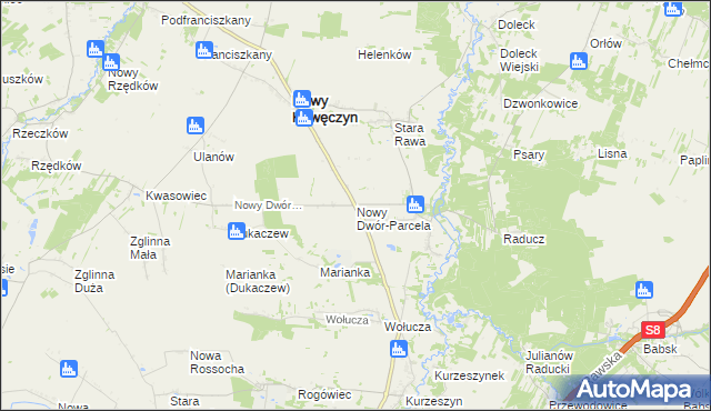 mapa Nowy Dwór-Parcela, Nowy Dwór-Parcela na mapie Targeo