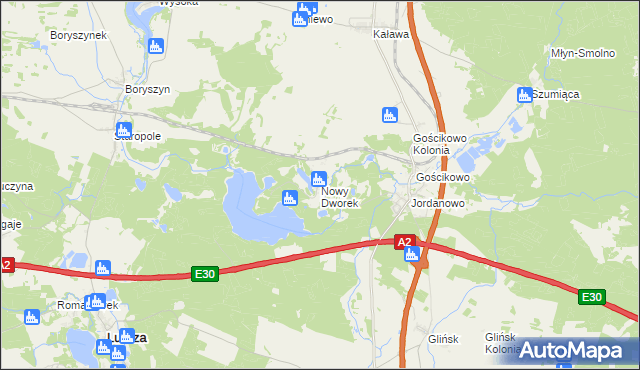 mapa Nowy Dworek gmina Świebodzin, Nowy Dworek gmina Świebodzin na mapie Targeo