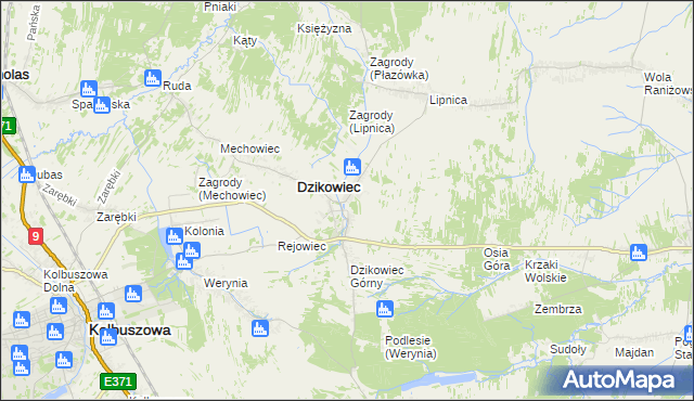 mapa Nowy Dzikowiec, Nowy Dzikowiec na mapie Targeo