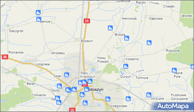 mapa Nowy Folwark gmina Krotoszyn, Nowy Folwark gmina Krotoszyn na mapie Targeo