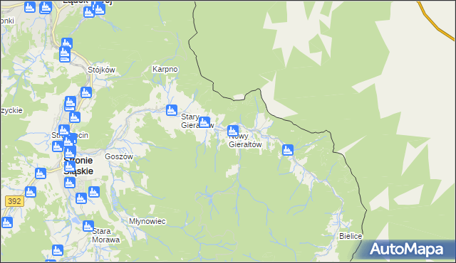 mapa Nowy Gierałtów, Nowy Gierałtów na mapie Targeo