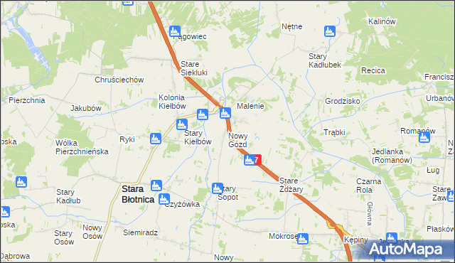 mapa Nowy Gózd, Nowy Gózd na mapie Targeo