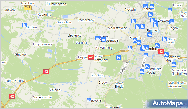 mapa Nowy Kazanów, Nowy Kazanów na mapie Targeo