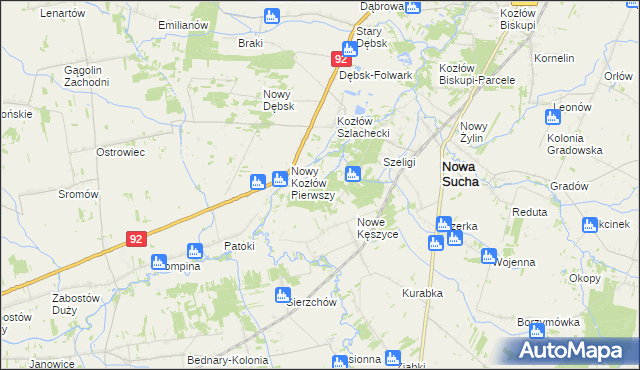 mapa Nowy Kozłów Drugi, Nowy Kozłów Drugi na mapie Targeo