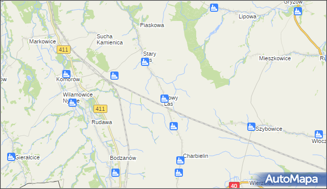 mapa Nowy Las gmina Głuchołazy, Nowy Las gmina Głuchołazy na mapie Targeo