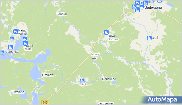 mapa Nowy Las gmina Jedwabno, Nowy Las gmina Jedwabno na mapie Targeo