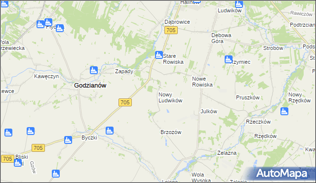 mapa Nowy Ludwików, Nowy Ludwików na mapie Targeo