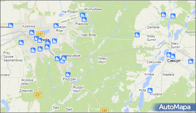 mapa Nowy Młyn gmina Cekcyn, Nowy Młyn gmina Cekcyn na mapie Targeo