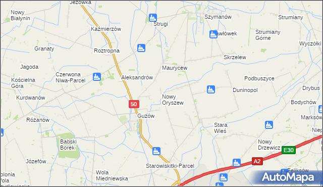 mapa Nowy Oryszew, Nowy Oryszew na mapie Targeo