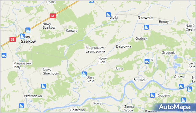 mapa Nowy Sielc gmina Rzewnie, Nowy Sielc gmina Rzewnie na mapie Targeo