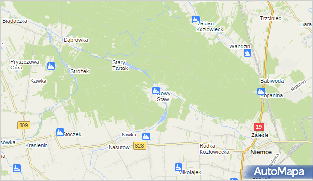 mapa Nowy Staw gmina Niemce, Nowy Staw gmina Niemce na mapie Targeo