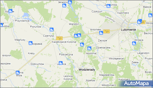 mapa Nowy Świat gmina Wodzierady, Nowy Świat gmina Wodzierady na mapie Targeo