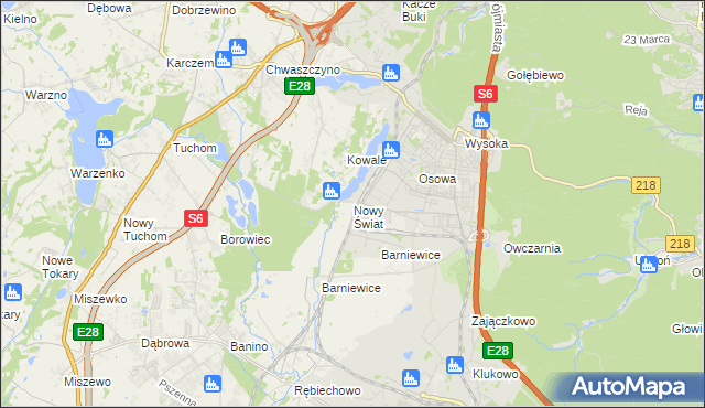 mapa Nowy Świat gmina Żukowo, Nowy Świat gmina Żukowo na mapie Targeo