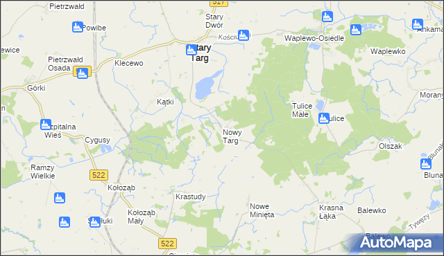 mapa Nowy Targ gmina Stary Targ, Nowy Targ gmina Stary Targ na mapie Targeo
