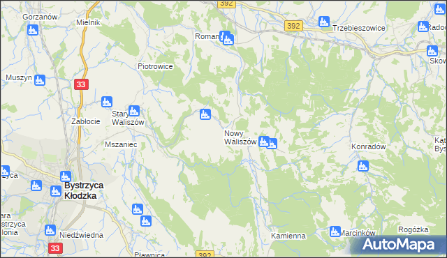 mapa Nowy Waliszów, Nowy Waliszów na mapie Targeo