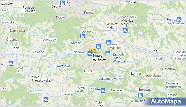 mapa Nowy Wiśnicz, Nowy Wiśnicz na mapie Targeo