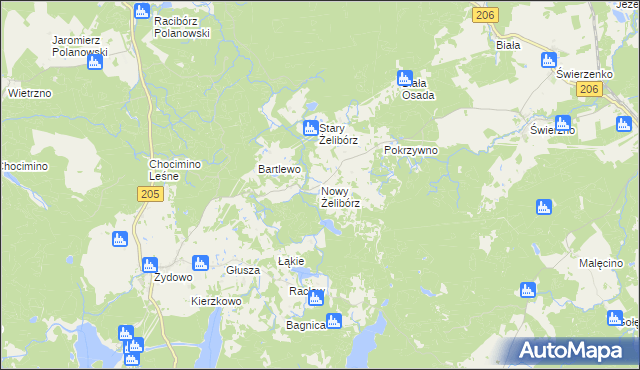 mapa Nowy Żelibórz, Nowy Żelibórz na mapie Targeo