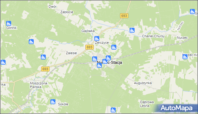 mapa Nurzec-Stacja, Nurzec-Stacja na mapie Targeo