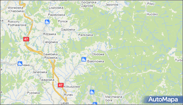 mapa Obidowa, Obidowa na mapie Targeo