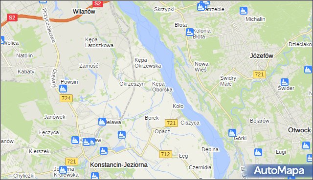 mapa Obórki gmina Konstancin-Jeziorna, Obórki gmina Konstancin-Jeziorna na mapie Targeo