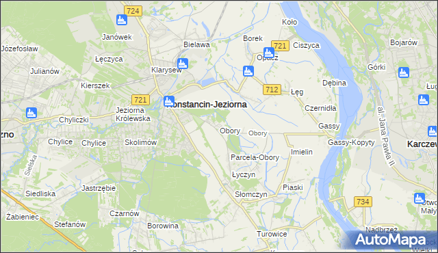 mapa Obory gmina Konstancin-Jeziorna, Obory gmina Konstancin-Jeziorna na mapie Targeo