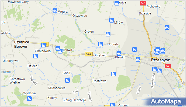 mapa Obrębiec, Obrębiec na mapie Targeo