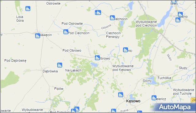 mapa Obrowo gmina Kęsowo, Obrowo gmina Kęsowo na mapie Targeo