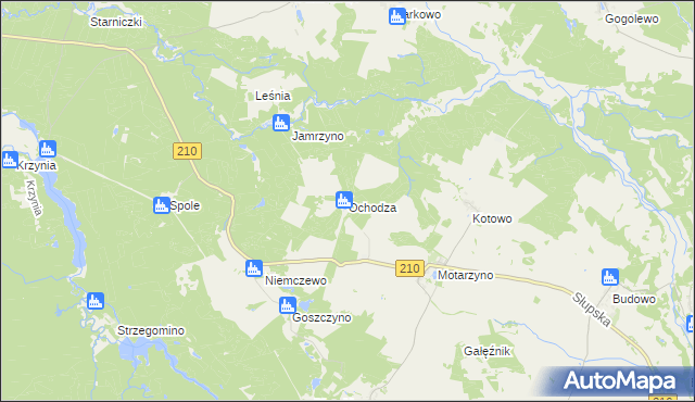 mapa Ochodza gmina Dębnica Kaszubska, Ochodza gmina Dębnica Kaszubska na mapie Targeo