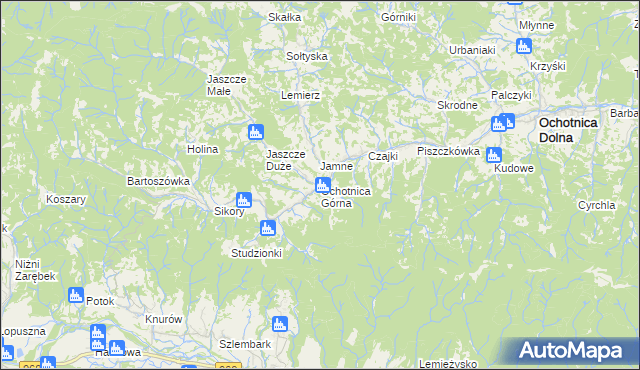 mapa Ochotnica Górna, Ochotnica Górna na mapie Targeo