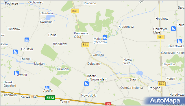 mapa Ochoża gmina Wierzbica, Ochoża gmina Wierzbica na mapie Targeo