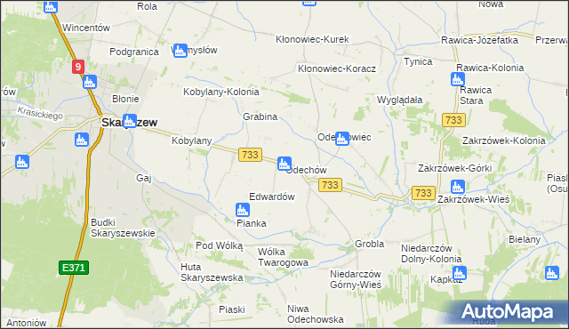 mapa Odechów gmina Skaryszew, Odechów gmina Skaryszew na mapie Targeo