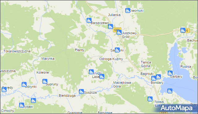 mapa Odnoga-Kuźmy, Odnoga-Kuźmy na mapie Targeo