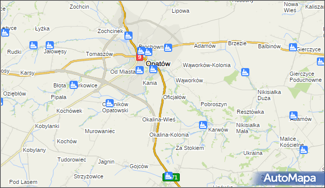 mapa Oficjałów, Oficjałów na mapie Targeo