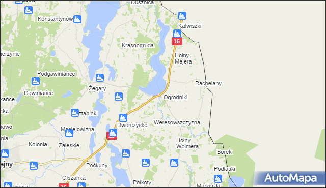 mapa Ogrodniki gmina Sejny, Ogrodniki gmina Sejny na mapie Targeo