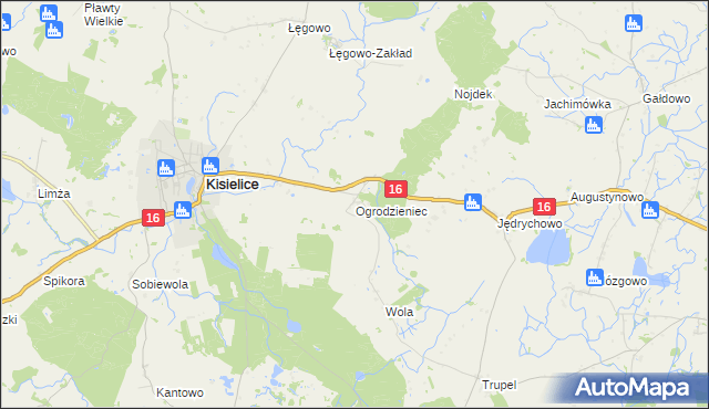 mapa Ogrodzieniec gmina Kisielice, Ogrodzieniec gmina Kisielice na mapie Targeo