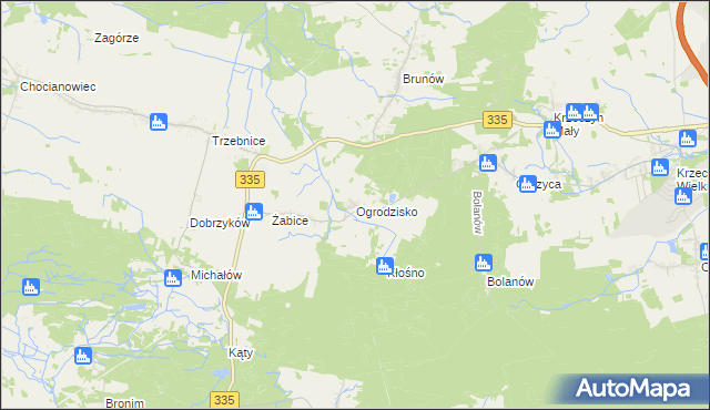 mapa Ogrodzisko gmina Chocianów, Ogrodzisko gmina Chocianów na mapie Targeo