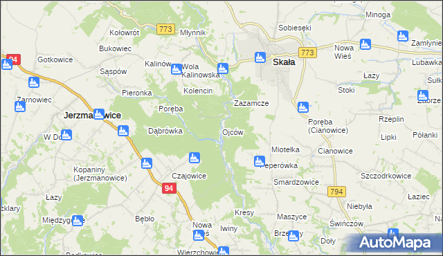 mapa Ojców, Ojców na mapie Targeo