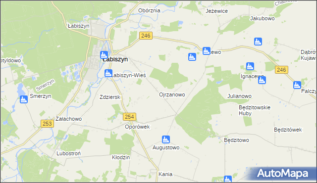 mapa Ojrzanowo, Ojrzanowo na mapie Targeo