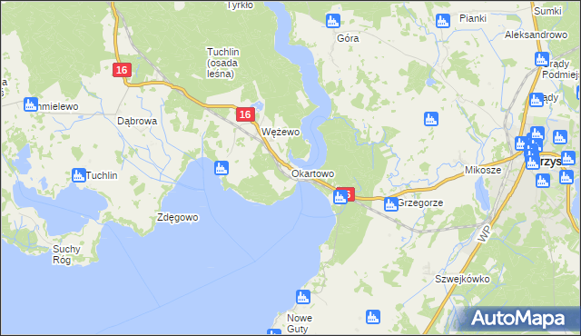 mapa Okartowo, Okartowo na mapie Targeo