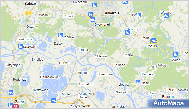 mapa Okleśna, Okleśna na mapie Targeo