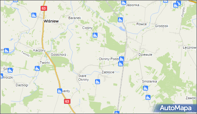 mapa Okniny-Podzdrój, Okniny-Podzdrój na mapie Targeo