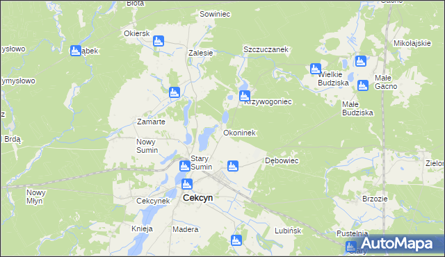 mapa Okoninek, Okoninek na mapie Targeo