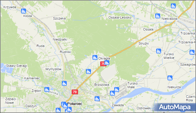 mapa Okrągła, Okrągła na mapie Targeo