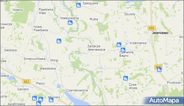 mapa Okrągłe gmina Jeleniewo, Okrągłe gmina Jeleniewo na mapie Targeo