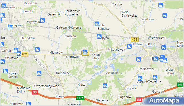 mapa Okup Mały, Okup Mały na mapie Targeo